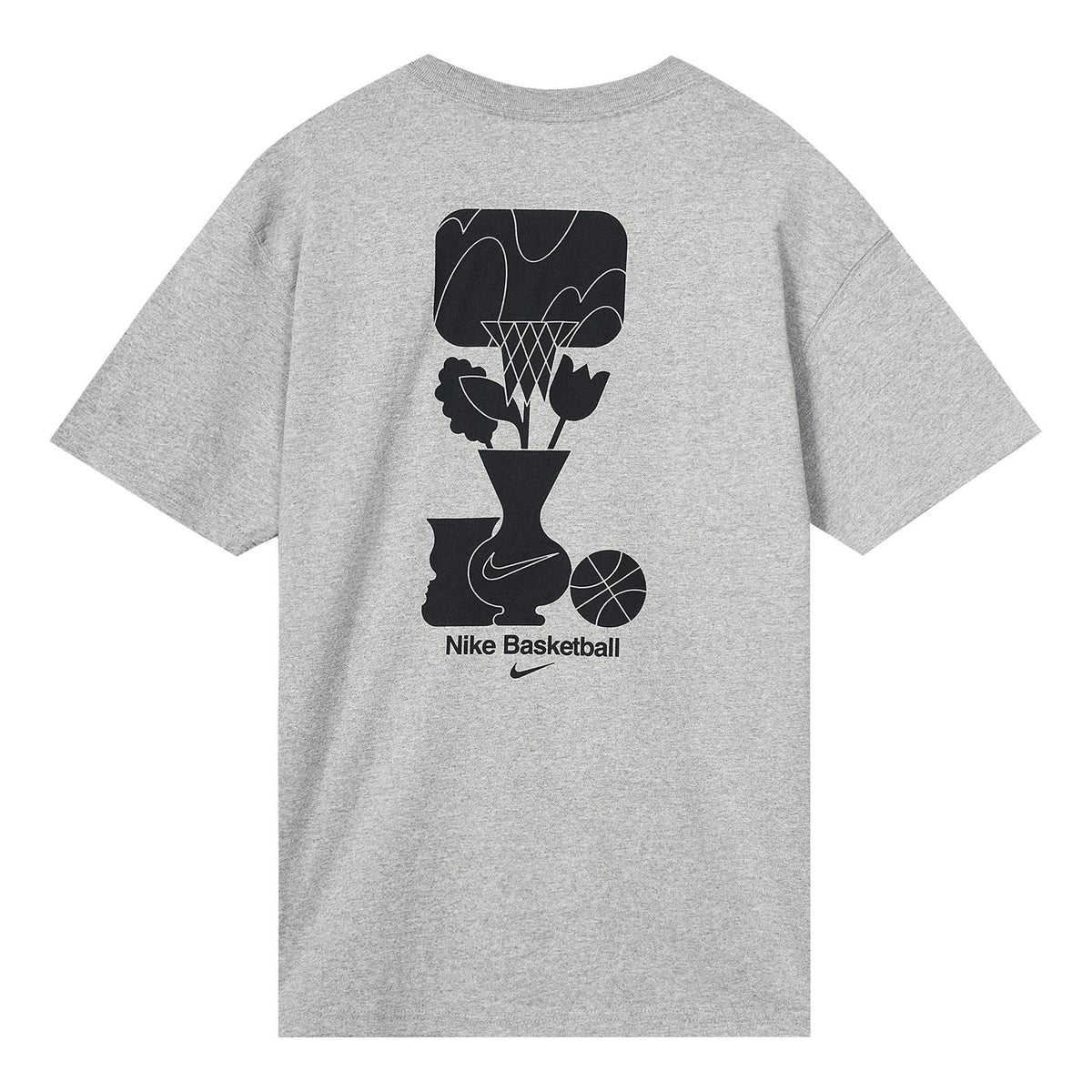 Men's Nike Loose Pattern Printing Round Neck Casual Loose Short Sleeve Dark Grey T-Shirt DQ1906-063
