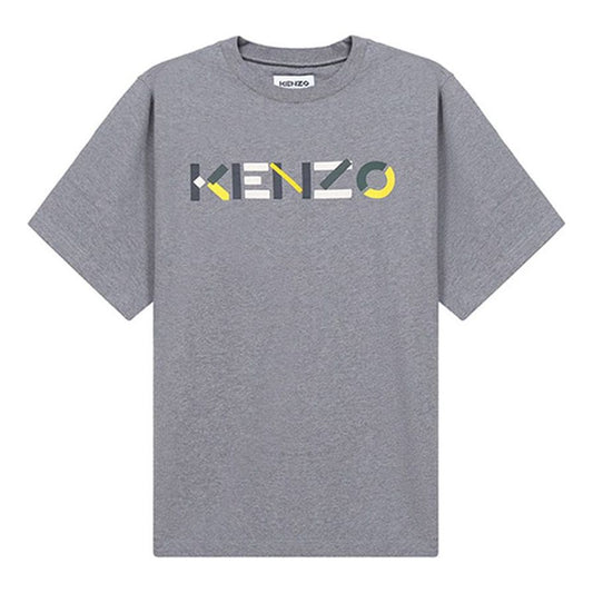 Men's KENZO SS21 Loose Version Logo Round Neck Short Sleeve Gray FB55TS0554SB-95