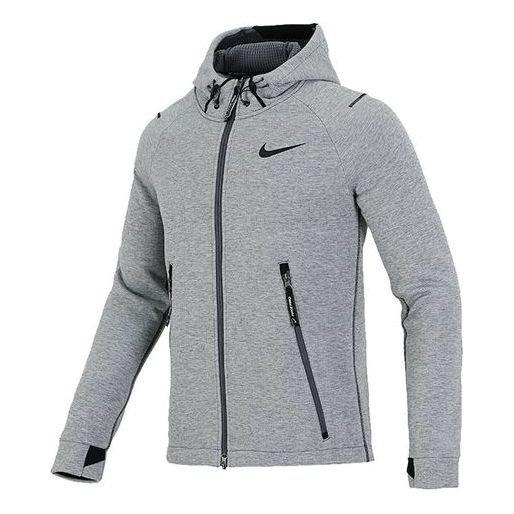 Nike Pro Therma-FIT Full-length zipper Cardigan Knit Training Hooded Jacket Gray DD1879-068