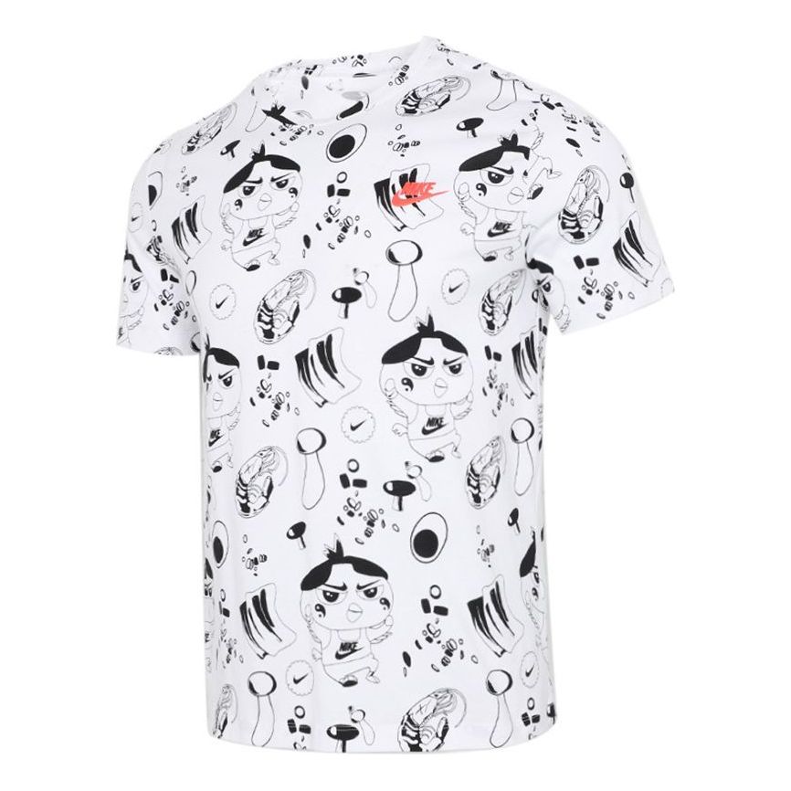 Nike Cartoon Pattern Full Print Sports Short Sleeve White DD1325-100