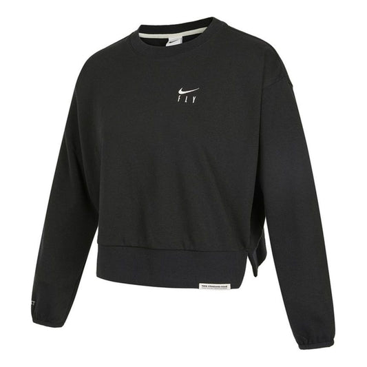 (WMNS) Nike As Nk Standard Issue Crew Embroidery Logo Knitting Round-neck Sweatshirt Black DD9256-010