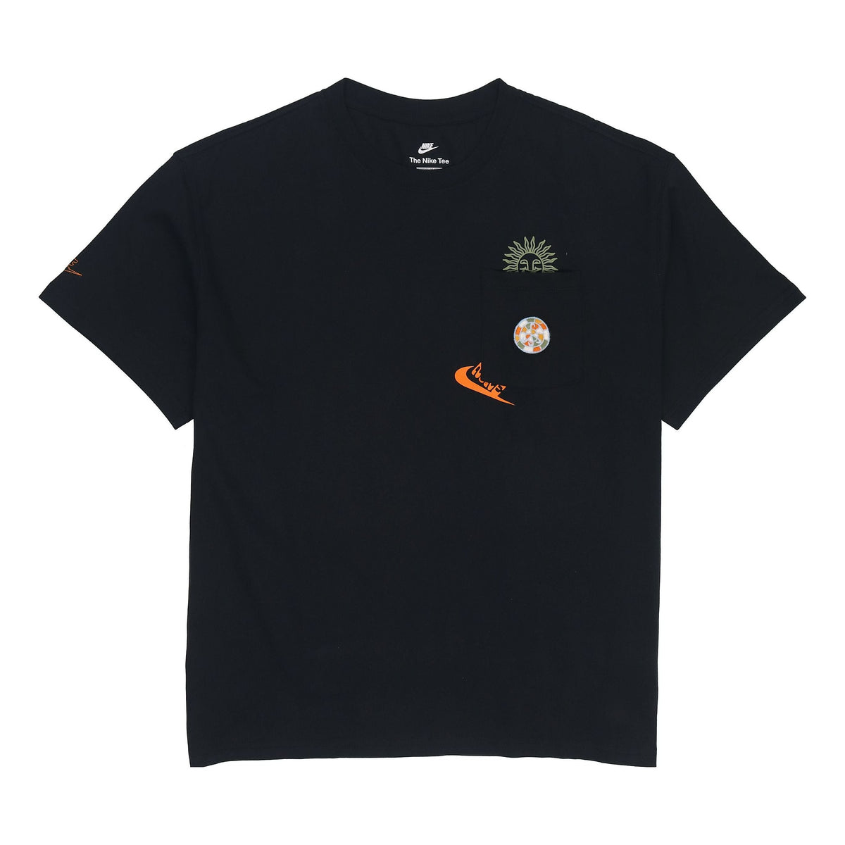 Men's Nike Logo Pocket Printing Round Neck Short Sleeve Black T-Shirt DR7967-010