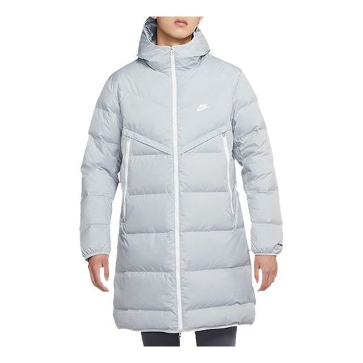 Nike Logo Sports Hooded Down Coat 'Light Grey' DD6789-077