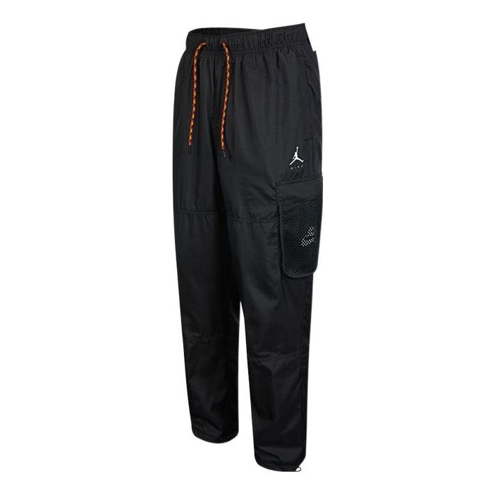 Men's Jordan Solid Color Logo Printing Lacing Woven Casual Pants/Trousers Black DJ0249-010