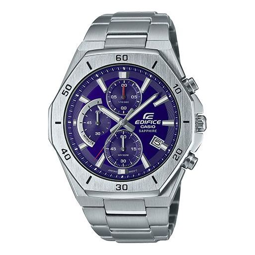 Men's CASIO EDIFICE CASIO 100m Waterproof Shockproof Blue Dial Stainless Steel Strap Watch Analog Mens EFB-680D-2BV