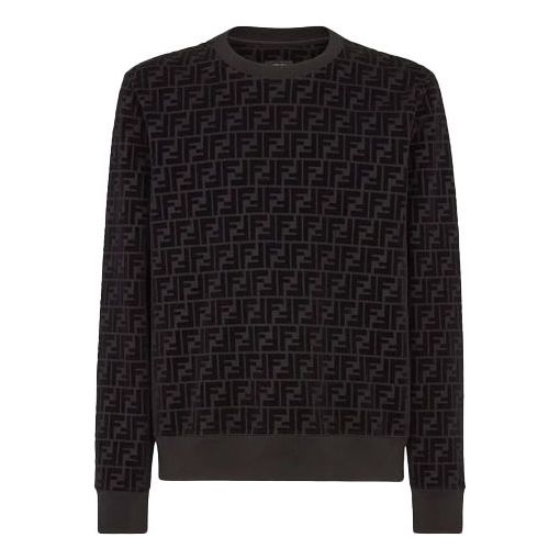 FENDI SS21 Round Collar Long Sleeve Male Black FY1077AFRJF0ABB