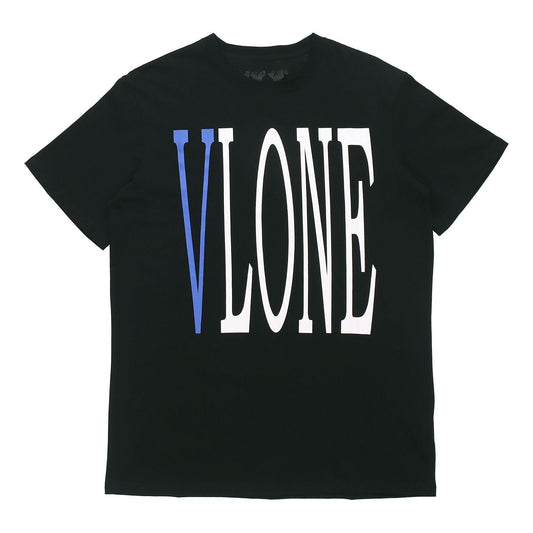 VLONE Large Logo Round Neck Short Sleeve T-shirt 'Black Blue' VLTE17SS004