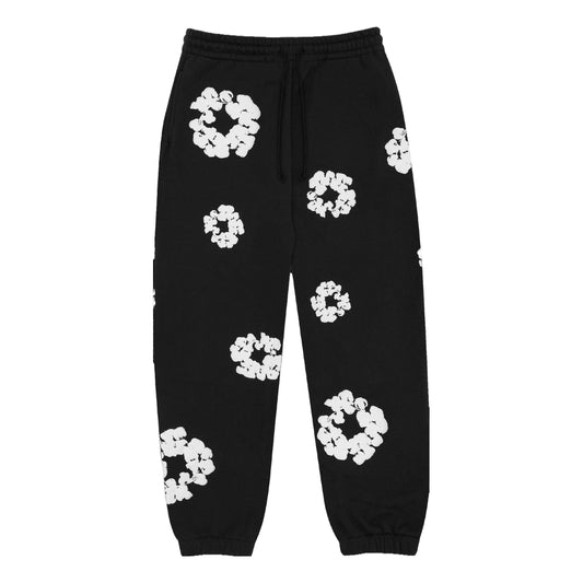Denim Tears Cotton Wreath Logo Sweatpants 'Black White' 401-010-30