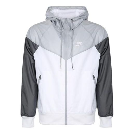 Nike Sports Windproof Colorblock Hooded Jacket Gray White Graywhite AR2192-100