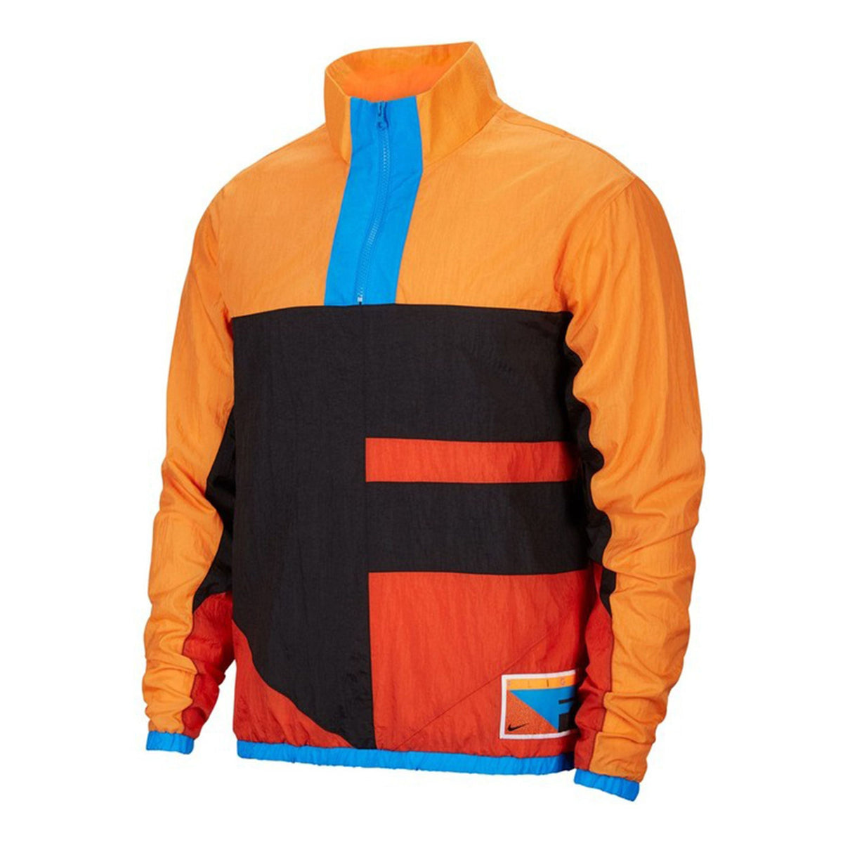 Nike As M Nk Flight Jacket Half Zipper hooded Colorblock Black Orange CN8509-010