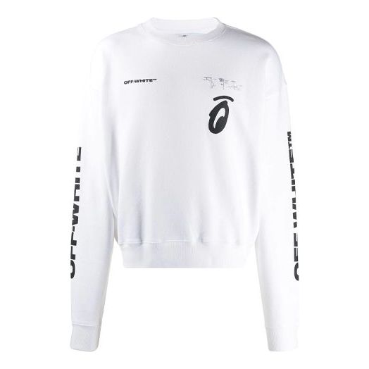 Off-White Arrow Pattern Round Neck Pullover White OMBA035E19D250100110