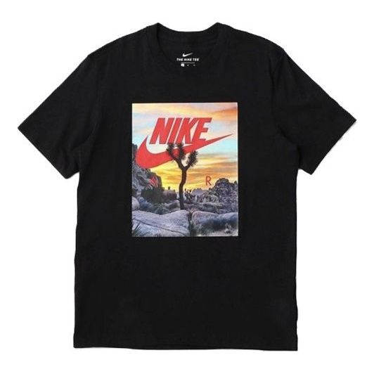 Nike Sportswear Printing Round Neck Short Sleeve Black DH0053-010