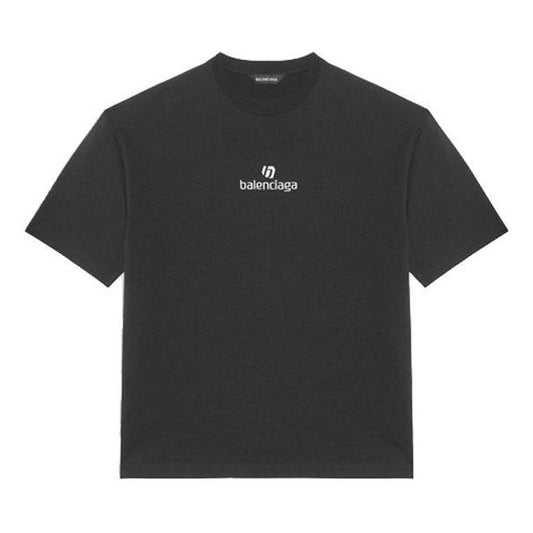 Men's Balenciaga Alphabet Printing Short Sleeve Black 612966TJVD91034