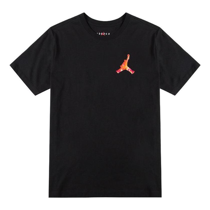 Men's Jordan Printing Logo Solid Color Round Neck Short Sleeve Black T-Shirt DH8967-010