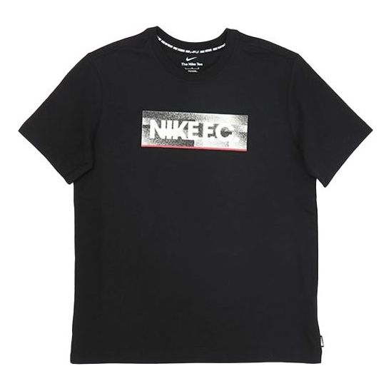 Nike F.C. Logo Printing Soccer/Football Sports Round Neck Short Sleeve Black DH7445-010