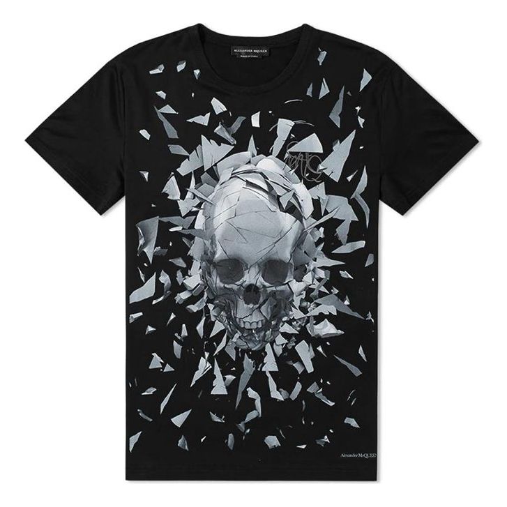 Alexander McQueen Cotton Skeleton Print Men's Black 551779-QMZ73-0901