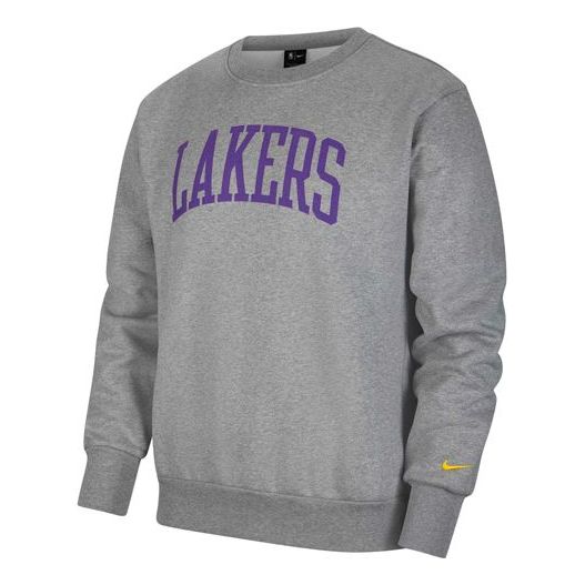 Nike Courtside Heritage Fleece Round Neck Pullover Los Angeles Lakers Gray CW4621-091