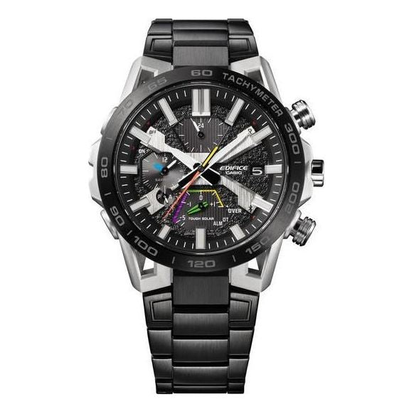Men's CASIO EDIFICE Fashion Waterproof Quartz Movement Stainless Steel Strap Watch 55.6*47.8*10.8mm Black Mens EQB-2000YDC-1AJF