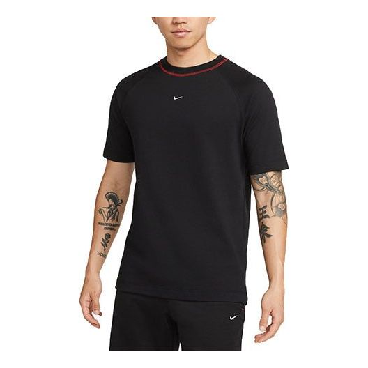 Nike Solid Color Breathable Soccer/Football Cotton Knit Loose Short Sleeve Black DC9063-010
