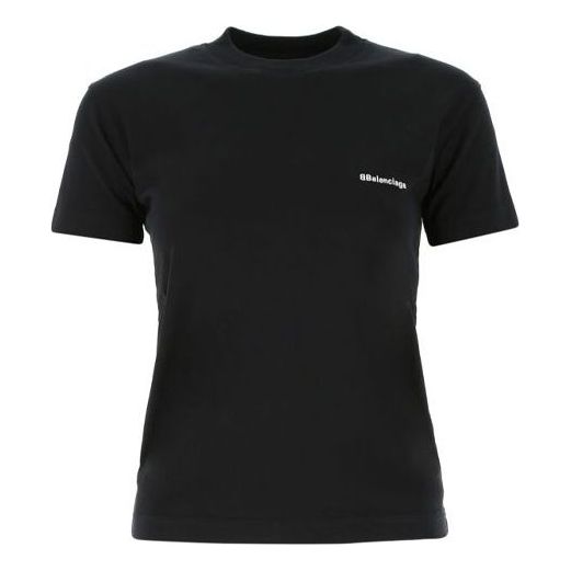 Balenciaga SS21 Logo Round-neck Short Sleeve Black 612964TJV871070