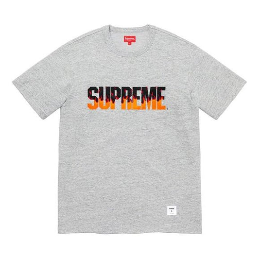 Supreme FW19 Week 1 Flame S/S Top Logo Short Sleeve Unisex Gray SUP-FW19-024