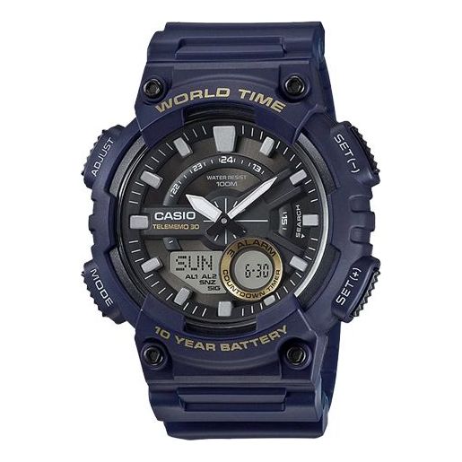 CASIO Waterproof Mens Blue Analog/Digital Combo AEQ-110W-2AVDF