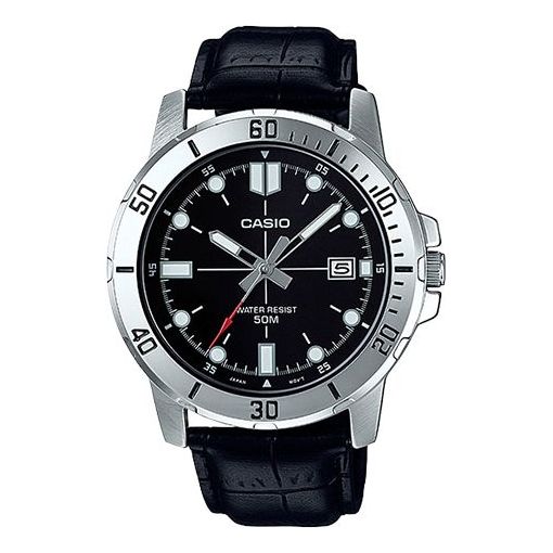 CASIO Leather Band Waterproof Business Style Men Mens Black Analog MTP-VD01L-1EVUDF