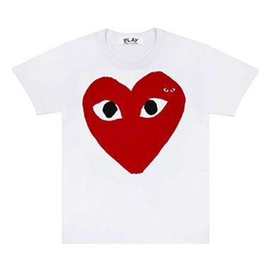 COMME des GARCONS PLAY Love Printing Casual Short Sleeve White AZT026