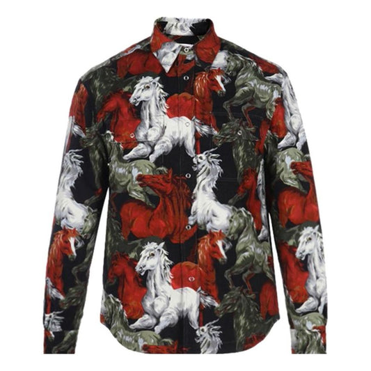 Men's KENZO FW20 Pattern Shirt Jacket Black Green FA65CH5059PF-17