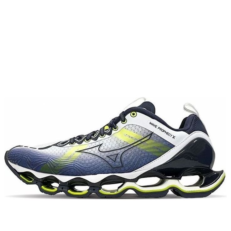 Mizuno Wave X 10 Shock Absorption Non-Slip Wear-resistant Low Tops White Green 'Black Yellow Blue' J1GC210029