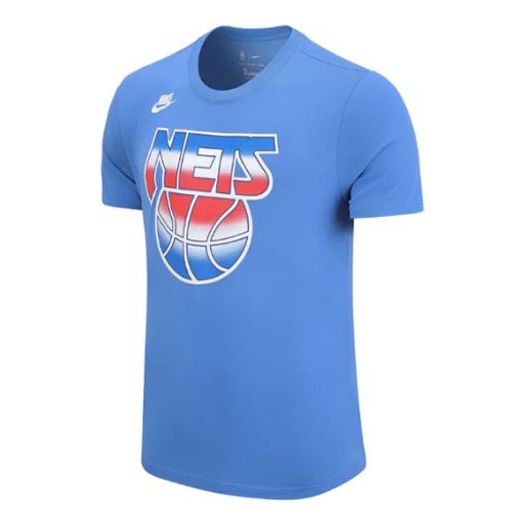 Men's Nike NBA Brooklyn Nets Printing Casual Pullover Short Sleeve Blue T-Shirt CT9920-402