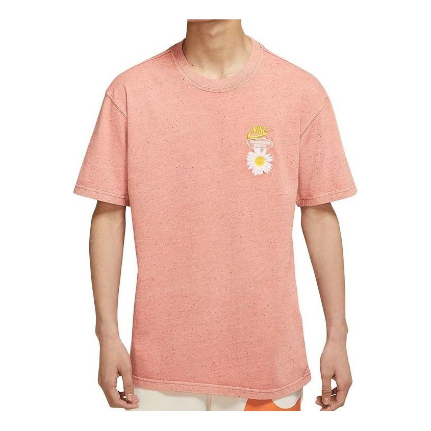 Men's Nike Daisy Round Neck Pullover Short Sleeve Rock Pink T-Shirt DM6334-693