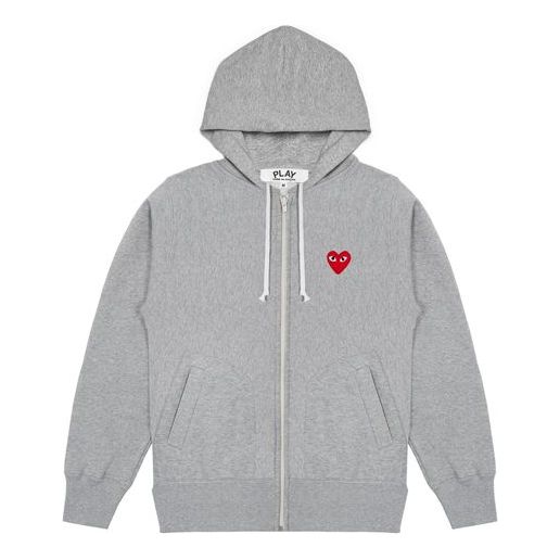 COMME des GARCONS PLAY Zip Hoodie Red Heart Emblem 'Grey' AZ-T168-051-1