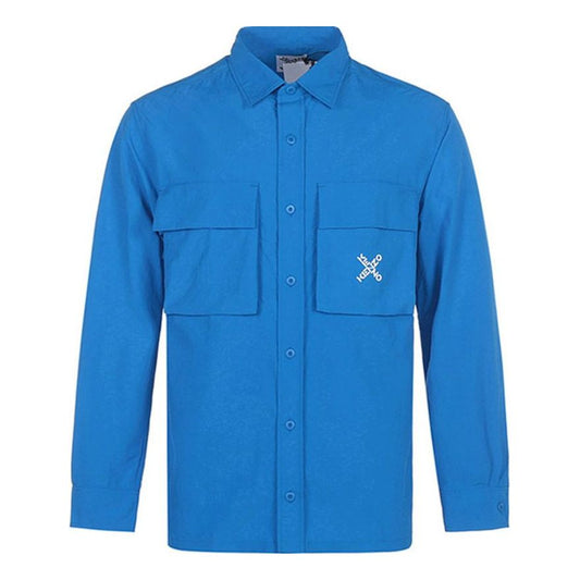 Men's KENZO SS21 Little X Long Sleeves Shirt Blue FB55CH5209CO-69
