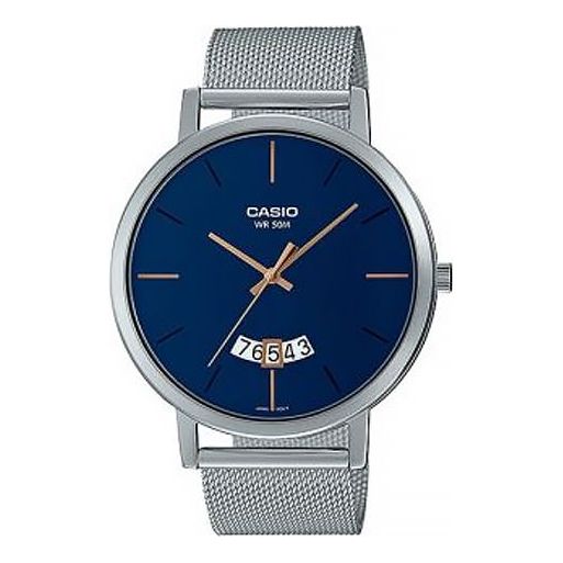 Men's CASIO Metallic WR50M waterproof Watch Mens Blue Analog MTP-B100M-2EVDF
